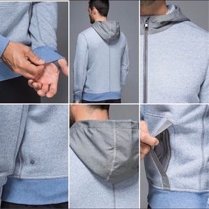 Blue & Gray Men Le Hoodie Heathered FullZip Jacket